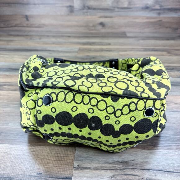 Angela Adams Brown / Yellow Bubbles Handbag, Neon Yellow Lining - Picture 8 of 9